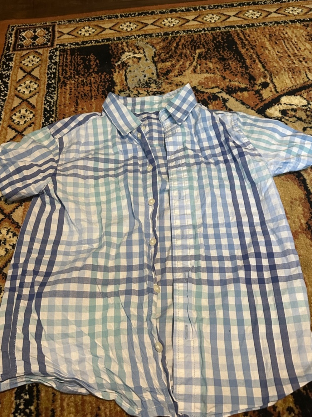 wonder nation Blue Plaid Short-Sleeve Button-Down Shirt